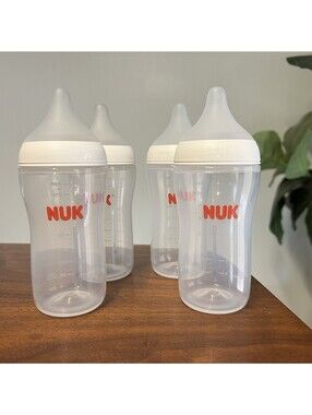 4 x NUK Perfect Match 2-in-1 Natural 8 ounces Anti-Colic Soft Nipple SafeTemp